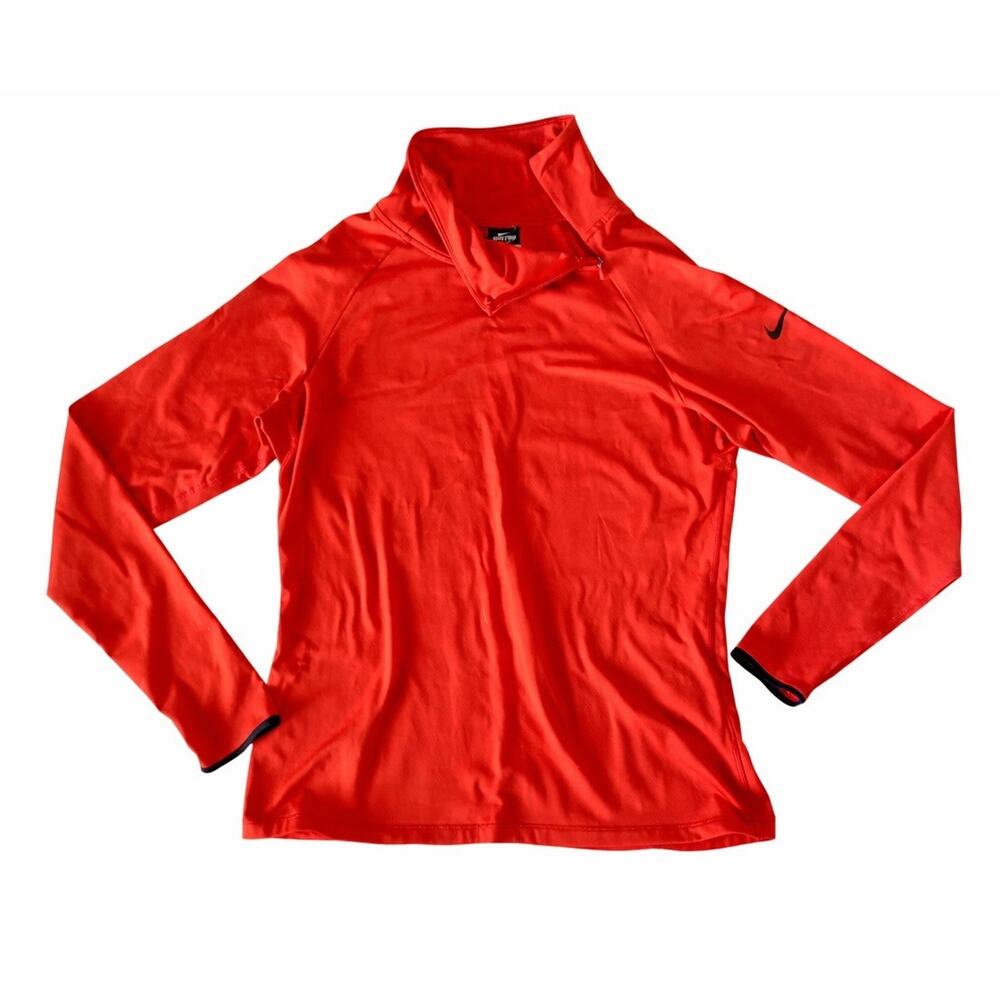 Nike Pro Dri-Fit Red Brushed Thermal Half Zip Long Sleeve Athletic Top XL
